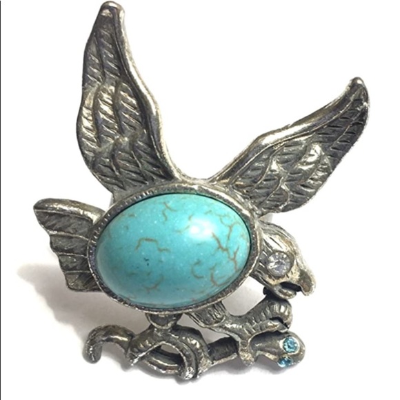 Eagle Ring Adjustable Band Turquoise - Picture 1 of 2